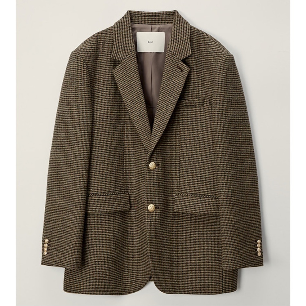 Dunst Classic 2-Button Wool Blazer, Brown Check, Women’s XS